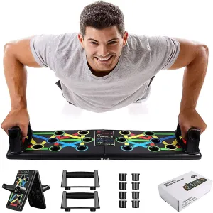 💪 Portable Push Up Board | Body Building Exercise Tools | Chest Triceps | 14 in 1 Multi-Function Pushup Bracket Rack Dips Stand Body | Push Up Equipment For Men Women