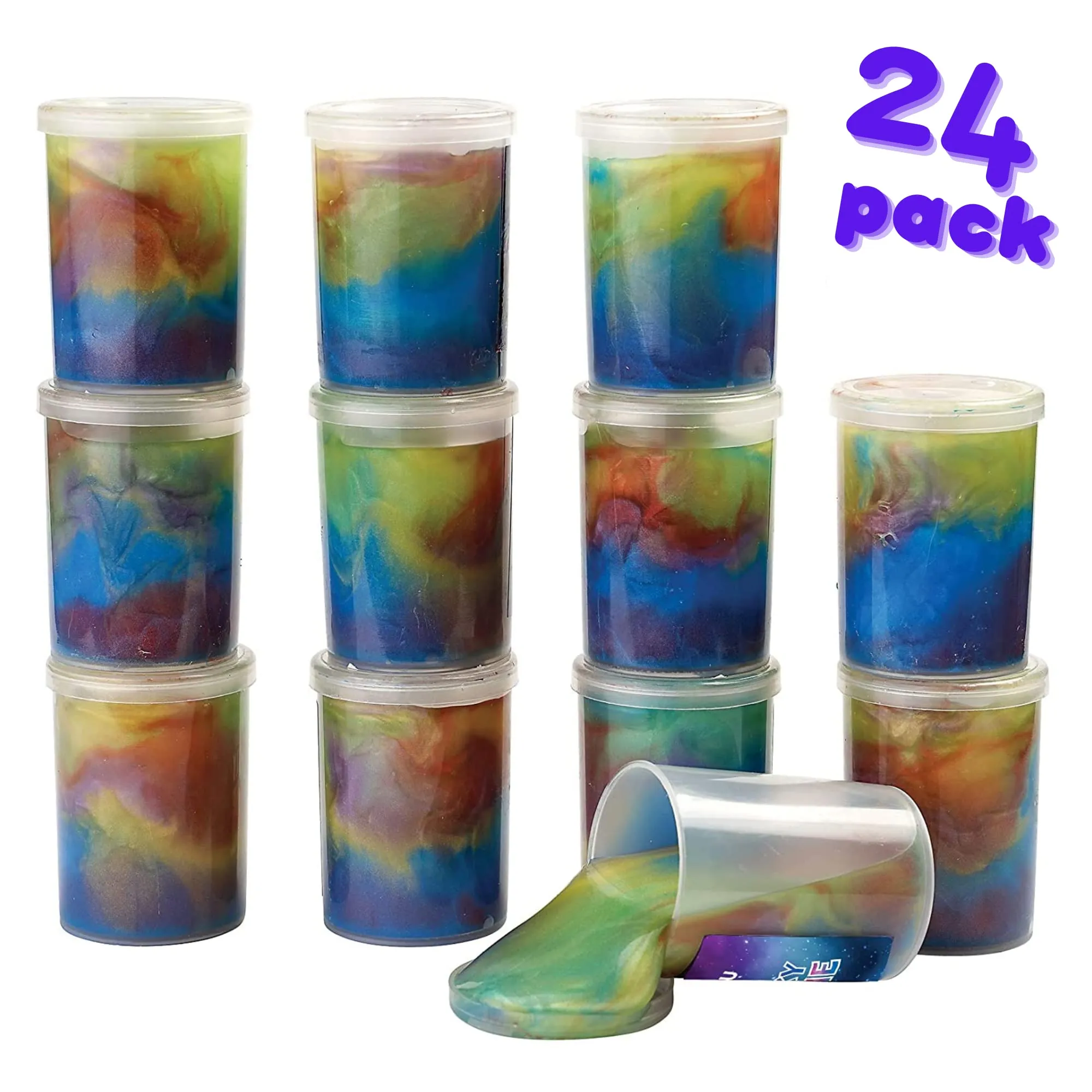 12 Pack Galaxy Slime 15"X3"- Assorted Unicorn Party Favors, Stress Relief Toys