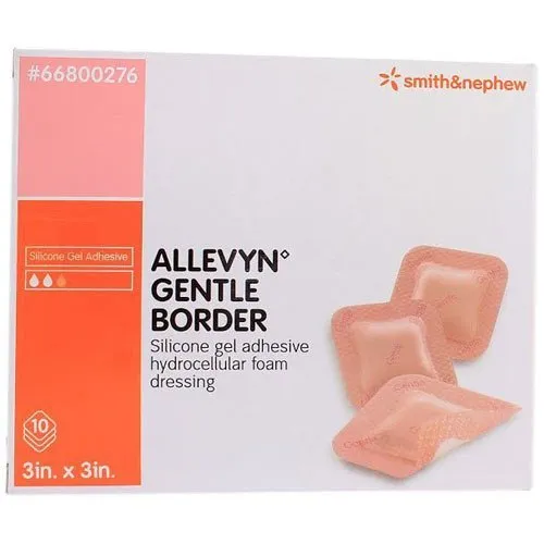 Allevyn Gentle Border Gel Adhesive Foam Dressing 3" x 3" (10 Pack)