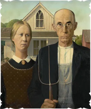 American Gothic by Grant Wood (50 Piece MINI Wooden Jigsaw Puzzle)