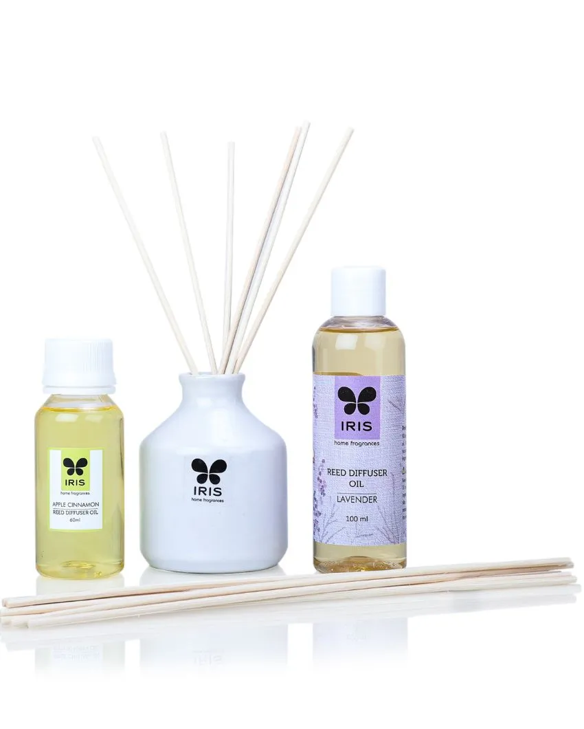 Apple Cinnamon Reed Diffuser Set With Oil Reed Sticks And Lavender Reed Diffuser Refill Pack | 60ml