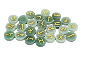 Green Aventurine Crystal Norse Elder Futhark Runes