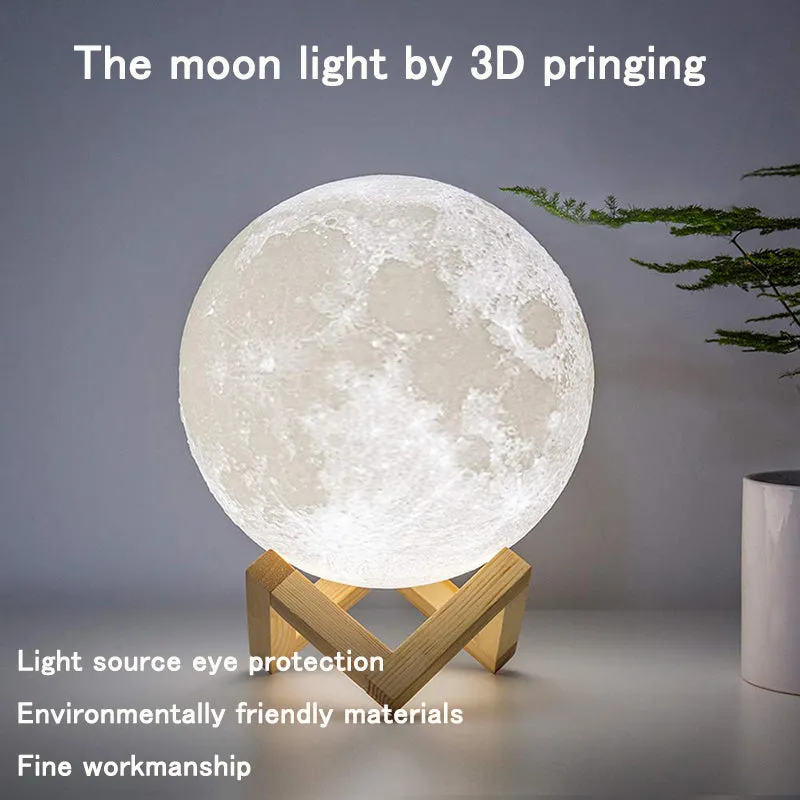 LED Night Lights Moon Lamp 3D Print Moonlight Timeable Dimmable Rechargeable Bedside Table Desk Lamp Children's Leds Night Light